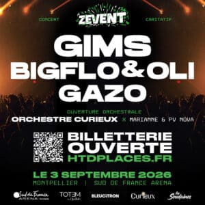 affiche carrée Z events - concert d'ouverture à la Sud de France Arena le 3 septembre 2026